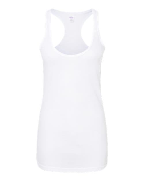 Tultex Poly-Rich racerback 190M in White, blank wholesale apparel for custom printing