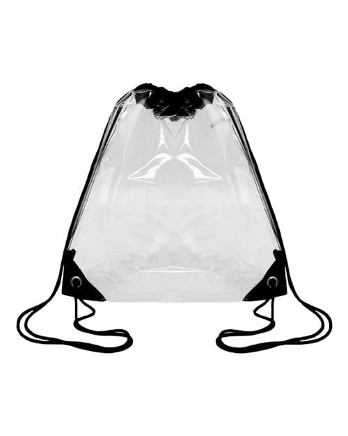 OAD clear drawstring pack in Black, blank wholesale apparel for custom printing