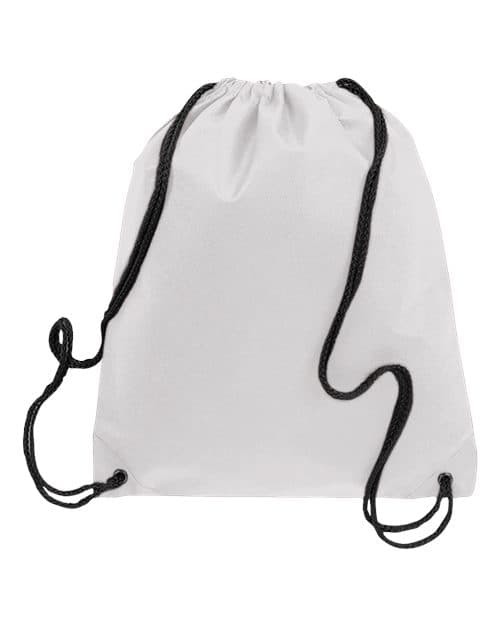 Q-Tees non-woven drawstring Q1235 in White, blank wholesale apparel for custom printing