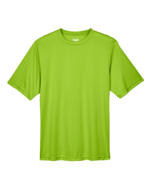 Red polyester performance T-shirt, the classic dye migration risk garment