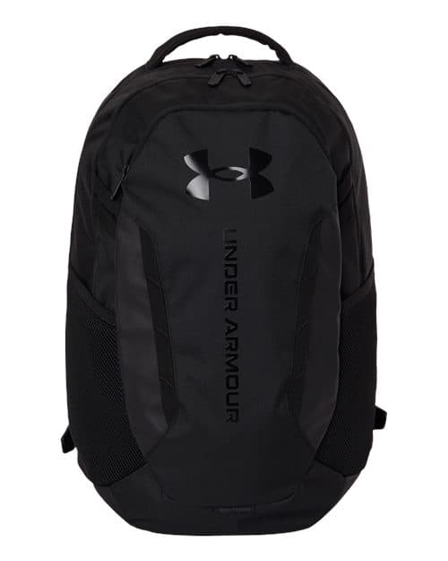 Under Armour Hustle backpack 6.0 in Black/ Black, blank wholesale apparel for custom printing