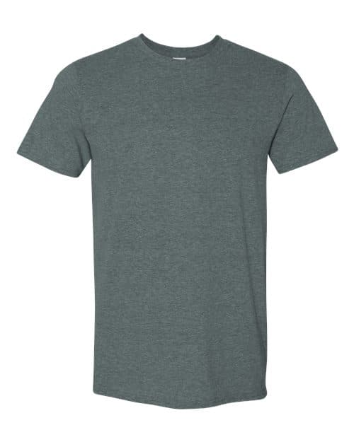 Gildan 64000 Softstyle t-shirt in Dark Heather, a ring-spun wholesale blank for DTG and fashion prints
