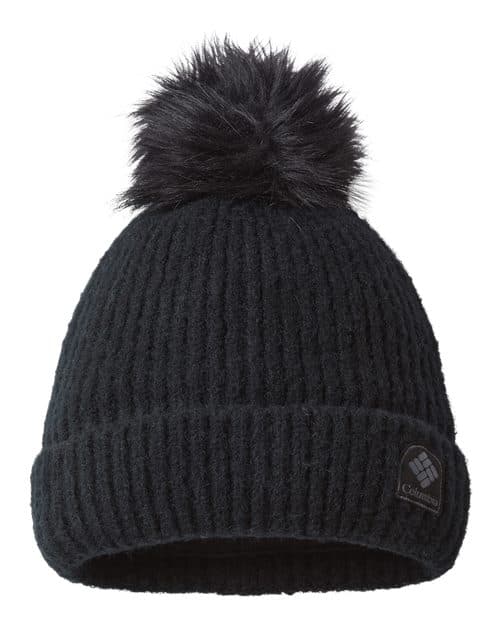Columbia pom-pom beanie, a premium blank beanie for winter embroidery orders