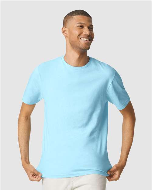 Gildan Softstyle 64000 in Sky, blank wholesale apparel for custom printing