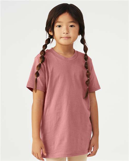 BELLA+CANVAS 3001Y youth t-shirt on a young model, a top wholesale youth blank for printing