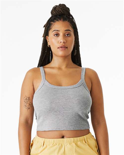 BELLA+CANVAS women's rib tank on a model, a top wholesale tank top blank for summer printing