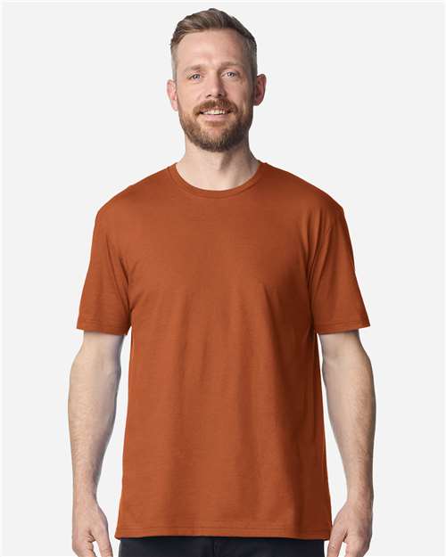 Gildan Softstyle 64000 in Fan Texas Orange, blank wholesale apparel for custom printing