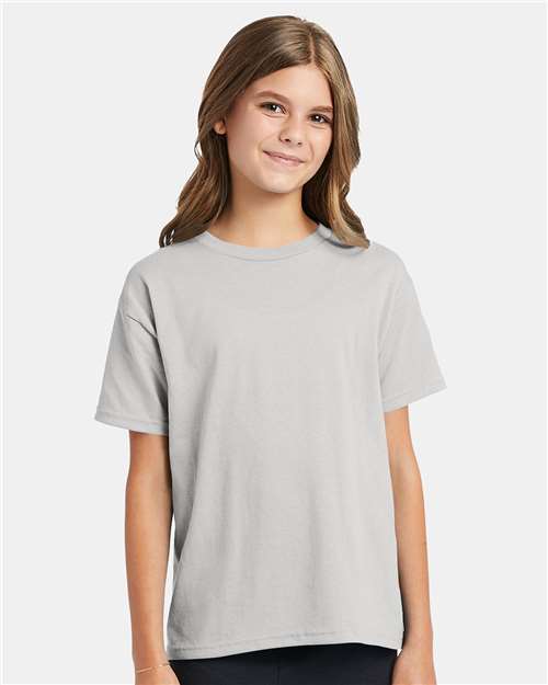 Hanes 5370 youth EcoSmart 50/50 tee, the budget wholesale youth blank for schools and camps