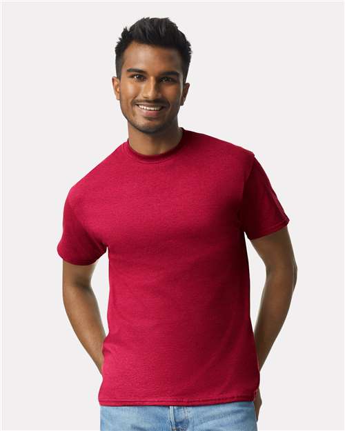 Gildan 2000 Ultra Cotton t-shirt on a model, a standard blank for bulk size-run orders