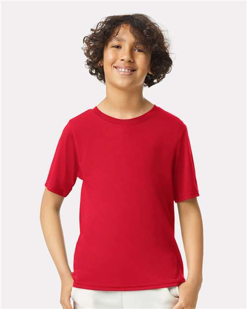 Gildan Performance youth 42000B in Red, blank wholesale apparel for custom printing
