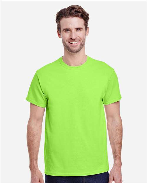 Gildan 5000 Heavy Cotton tee, the budget 100% cotton tier of the fabric price ladder