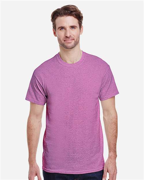 Gildan Heavy Cotton 5000 in Heather Radiant Orchid, wholesale blank apparel colorway