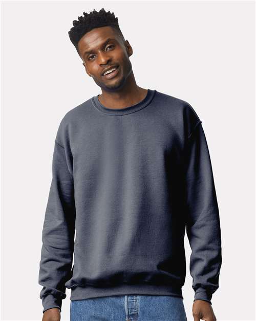 Gildan Heavy Blend crewneck 18000 in Heather Dark Navy, blank wholesale apparel for custom printing