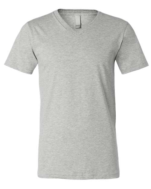 Unisex Heather CVC V-Neck Tee – Front