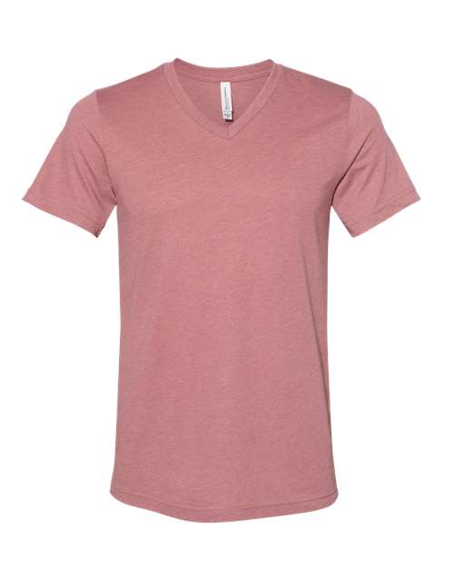 Unisex Heather CVC V-Neck Tee – Front