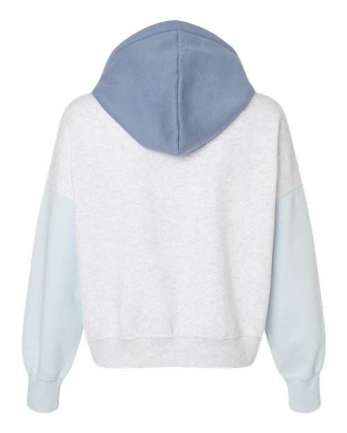 Women's Sueded Fleece Colorblocked Crop Hooded Sweatshirt – Back