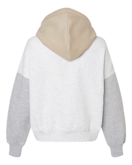 Women's Sueded Fleece Colorblocked Crop Hooded Sweatshirt – Back