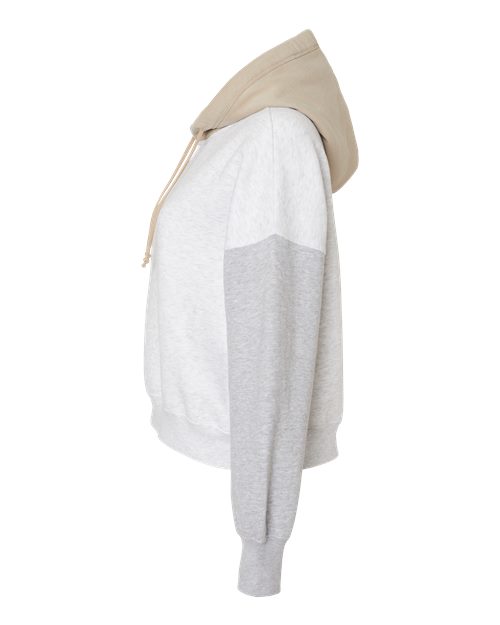 Women's Sueded Fleece Colorblocked Crop Hooded Sweatshirt – Detail