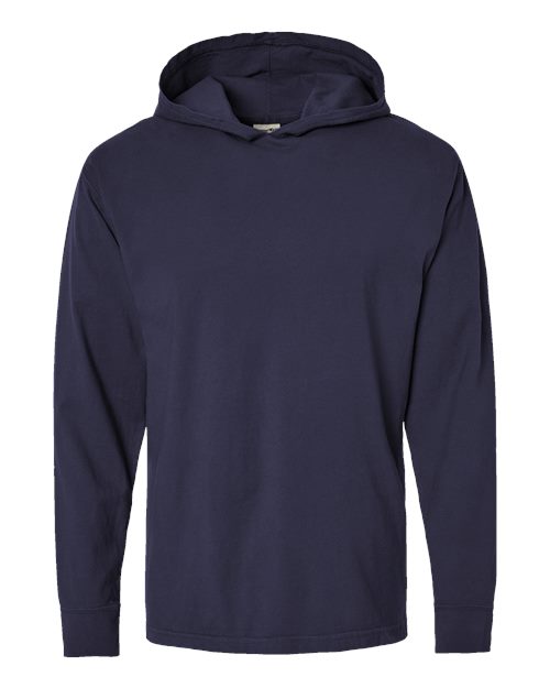 Unisex Garment-Dyed Jersey Hooded Long Sleeve T-Shirt – Front