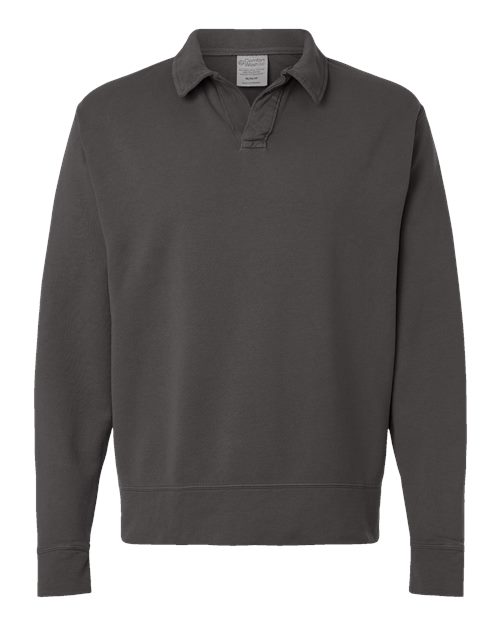 Unisex Garment-Dyed Polo Collar Sweatshirt – Front