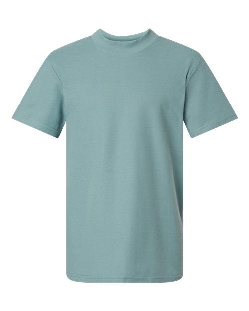 Unisex Pique Mock Neck Tee – Front