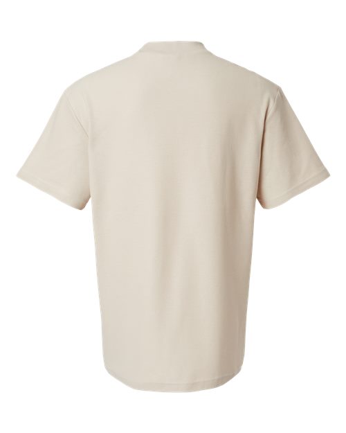 Unisex Pique Mock Neck Tee – Back