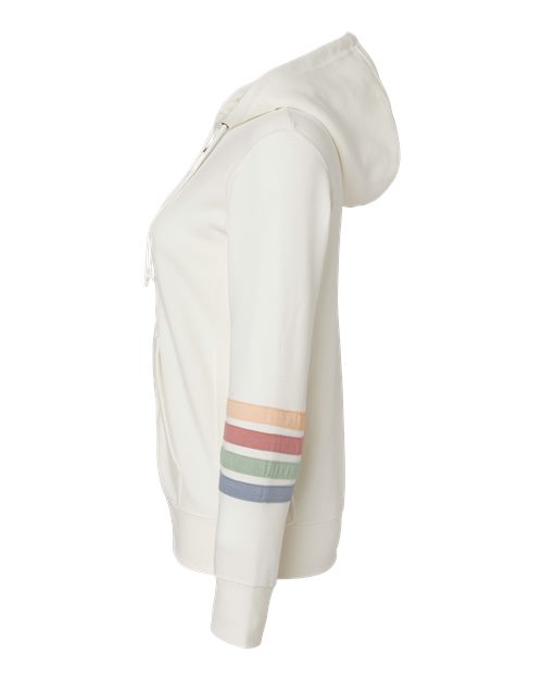 Women's Striped Sleeves Full-Zip Hooded Sweatshirt – Detail