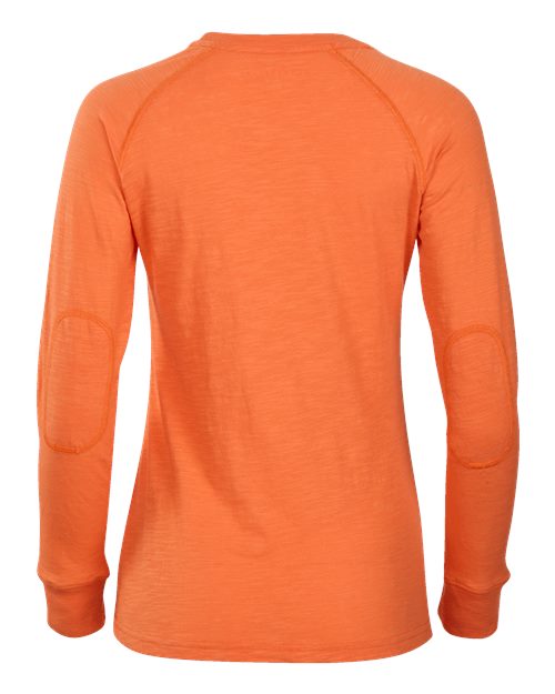 Women's Solid Preppy Patch Long Sleeve T-Shirt – Back