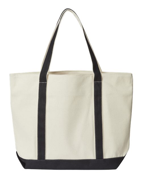 XL Zippered Cotton Canvas Resort Tote – Back