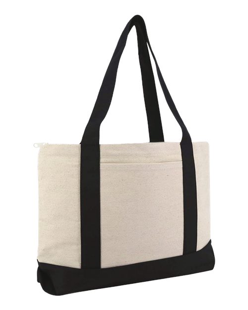Large Zippered Cotton Canvas Tote