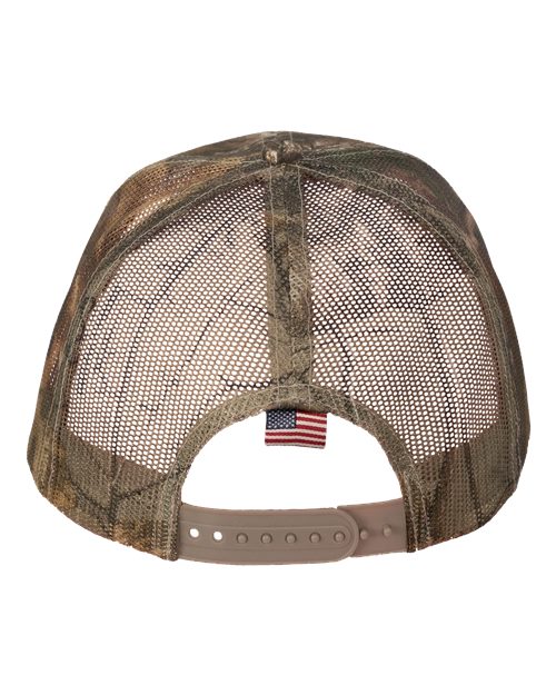 Camo Woven USA Flag Mesh Cap – Back