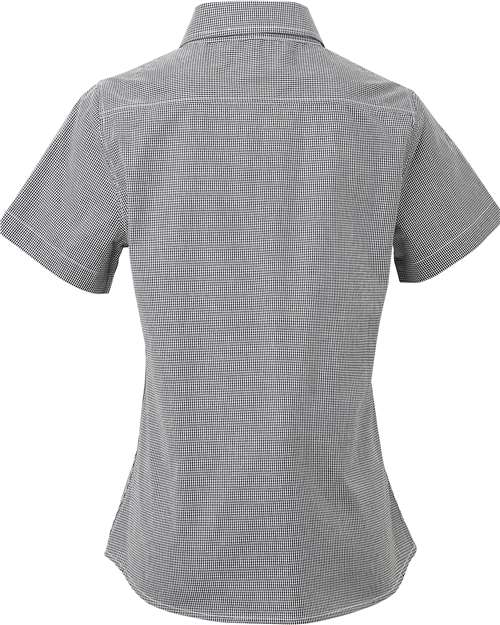 Women's Microcheck Gingham Short Sleeve Cotton Dress Shirt – Back