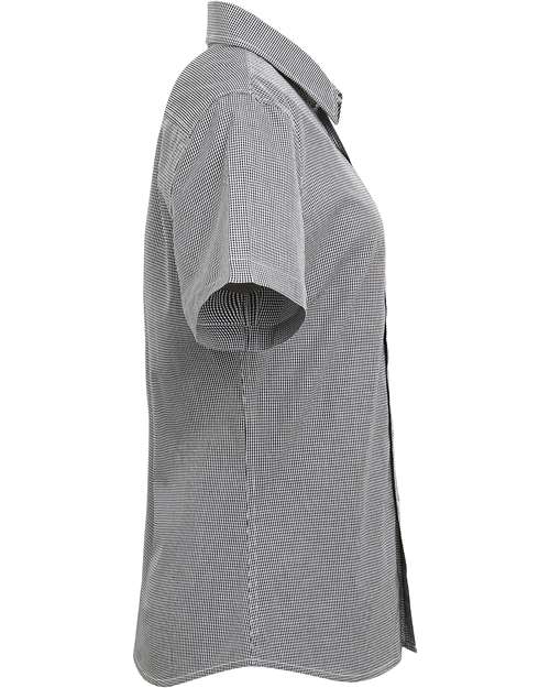 Women's Microcheck Gingham Short Sleeve Cotton Dress Shirt – Detail