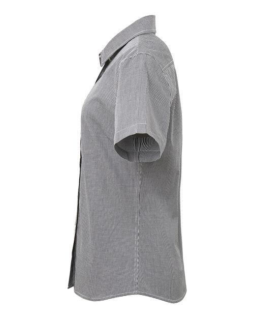Women's Microcheck Gingham Short Sleeve Cotton Dress Shirt – Detail