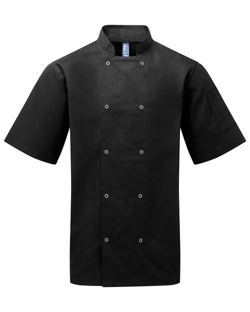 Unisex Ten Studded Front Short Sleeve Chef Coat – Front