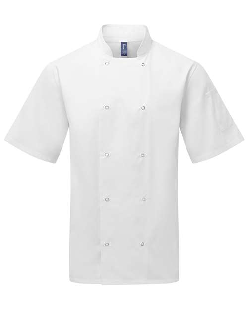 Unisex Ten Studded Front Short Sleeve Chef Coat – Front