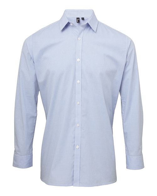 Men's Microcheck Gingham Cotton Shirt – Front