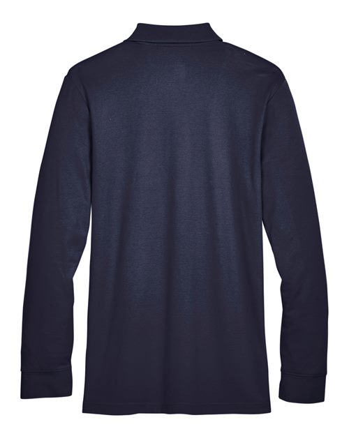 Men's CrownLux Performance® Plaited Long Sleeve Polo – Back