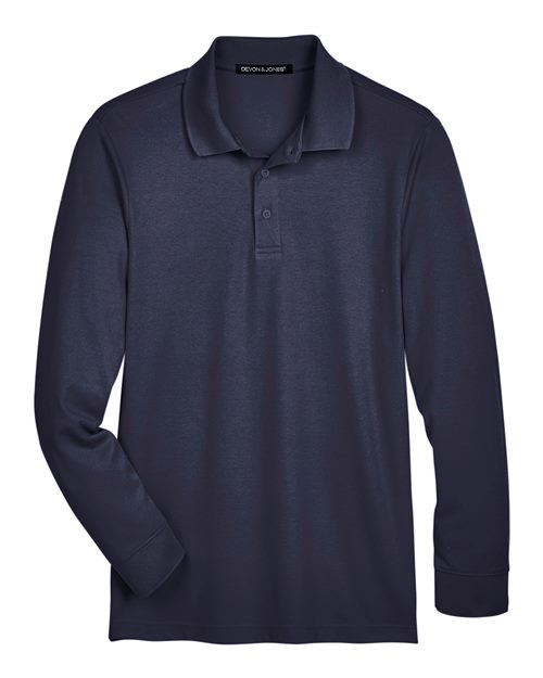 Men's CrownLux Performance® Plaited Long Sleeve Polo – Front