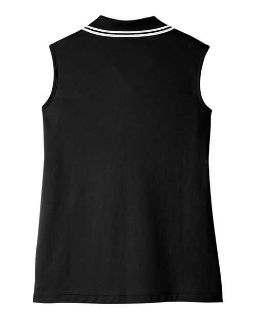 Women's CrownLux Performance® Plaited Tipped Sleeveless Polo – Back