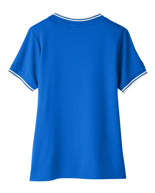 Women's CrownLux Performance® Plaited Tipped V-Neck Shirt – Back