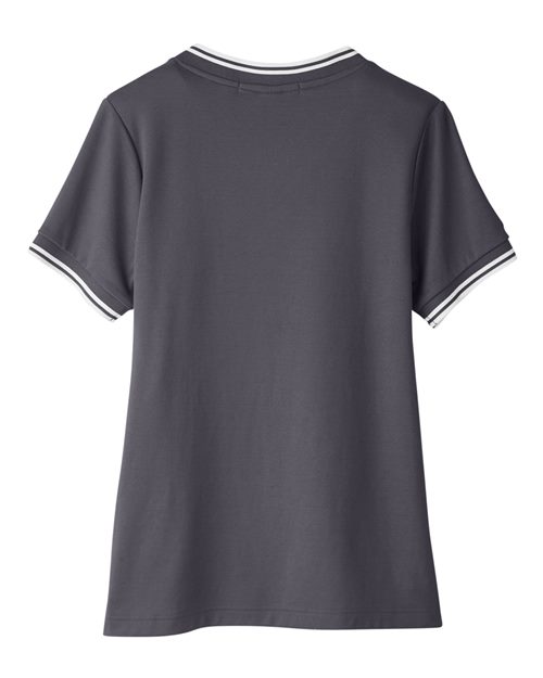 Women's CrownLux Performance® Plaited Tipped V-Neck Shirt – Back