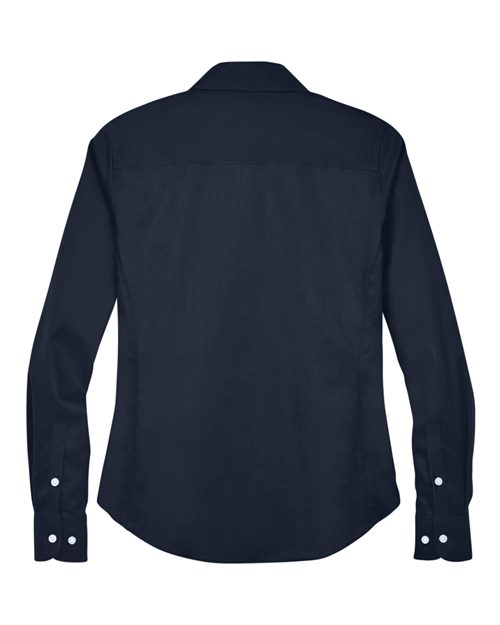 Women's Crown Collection® Solid Stretch Twill Woven Dress Shirt – Back