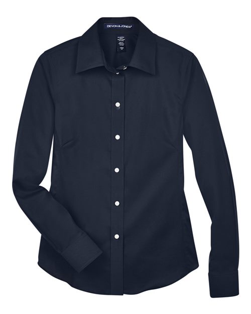 Women's Crown Collection® Solid Stretch Twill Woven Dress Shirt – Front