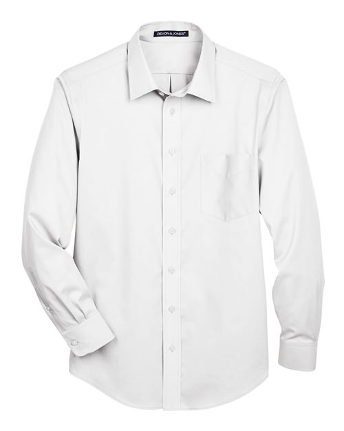 Men's Tall Crown Collection® Solid Stretch Twill Woven Dress Shirt – Front