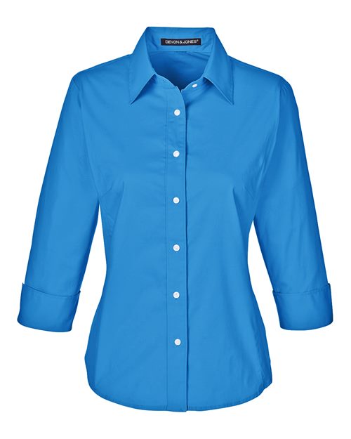 Women's Perfect Fit™ Three-Quarter Sleeve Stretch Poplin Dress Shirt – Front