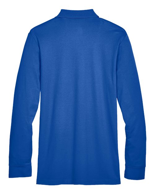 Men's Tall CrownLux Performance® Plaited Long Sleeve Polo – Back