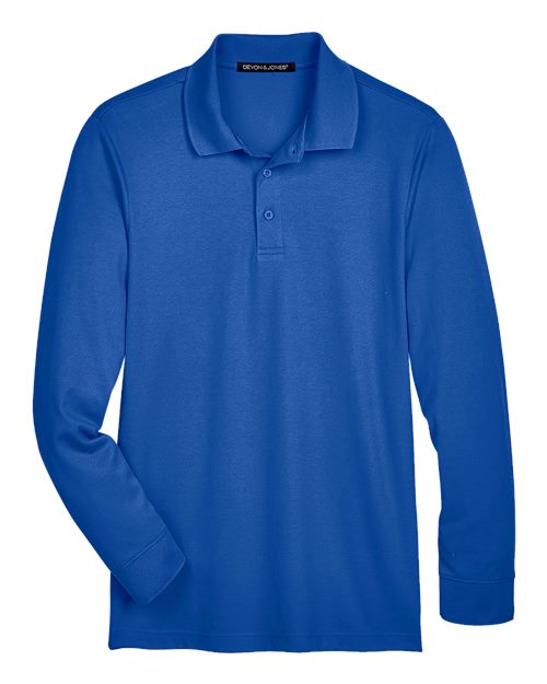 Men's Tall CrownLux Performance® Plaited Long Sleeve Polo – Front