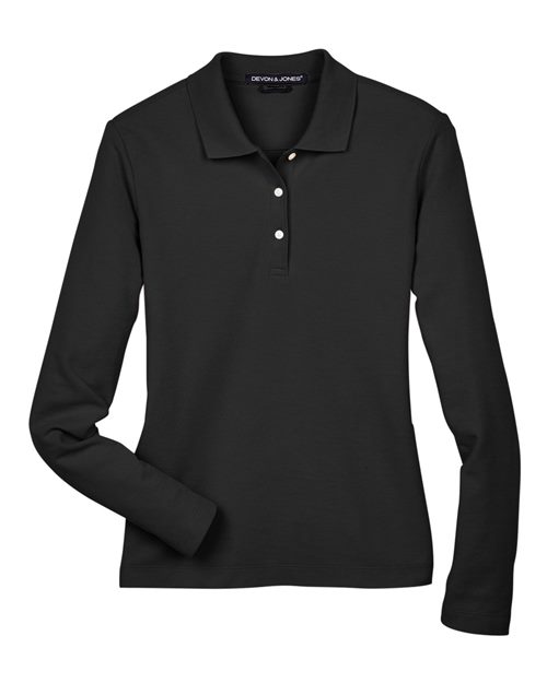 Women's Pima Piqué Long Sleeve Polo – Front