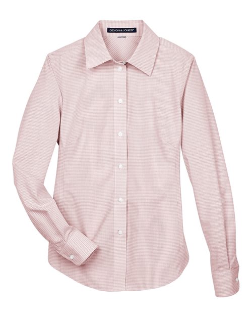 Women's Crown Collection® Micro Tattersall Woven Dress Shirt – Front